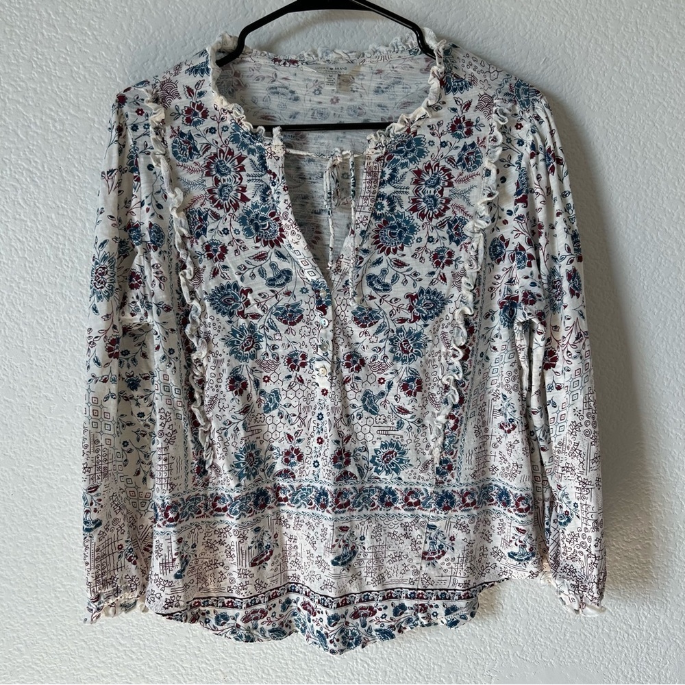 Lucky Brand Cottagecore, Romantic, Coastal Cowgirl Long Sleeve Relaxed Blouse